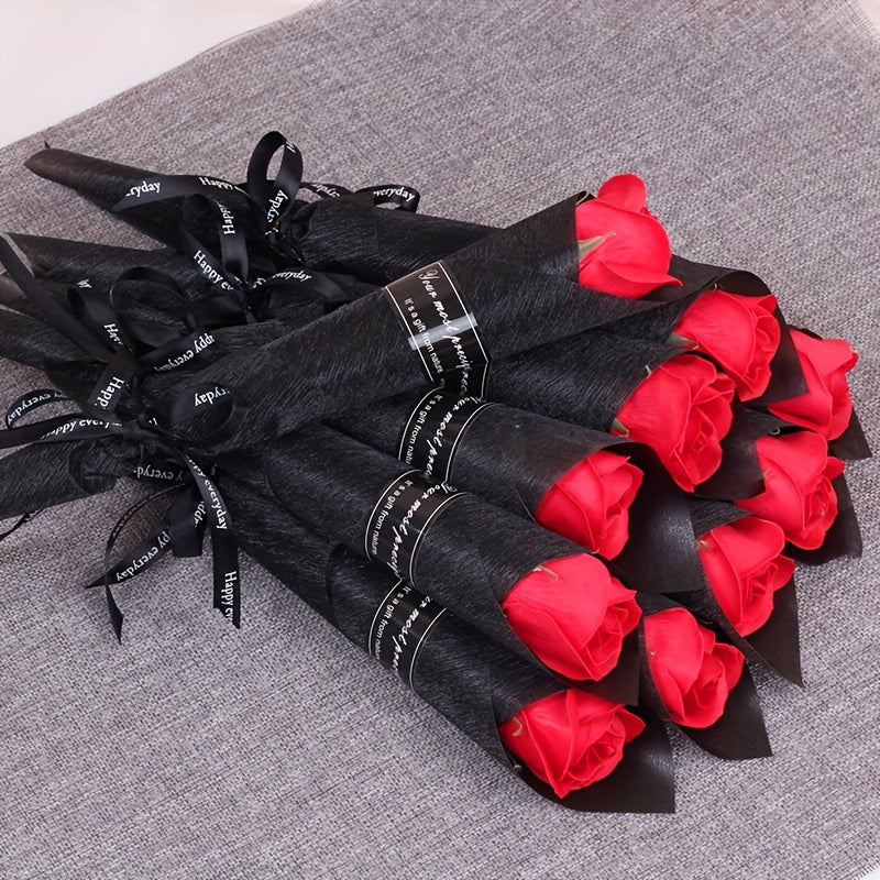 20pcs Glam Style Artificial Roses Bouquet - Plastic & Polyester Eternal Flowers Home Decor for Mother's Day, Father's Day, Thanksgiving, Graduation - Elegant Forever Love Token Gifts without Feathers