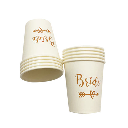 Wedding Party Bride Disposable Paper Cup Arrow Love White Paper Cup