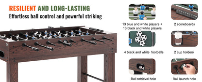 VEVOR Foosball Table Indoor Full Size Foosball Table for Family Soccer with Foosball Table Set Include 4 Balls and 2 Cup Holders