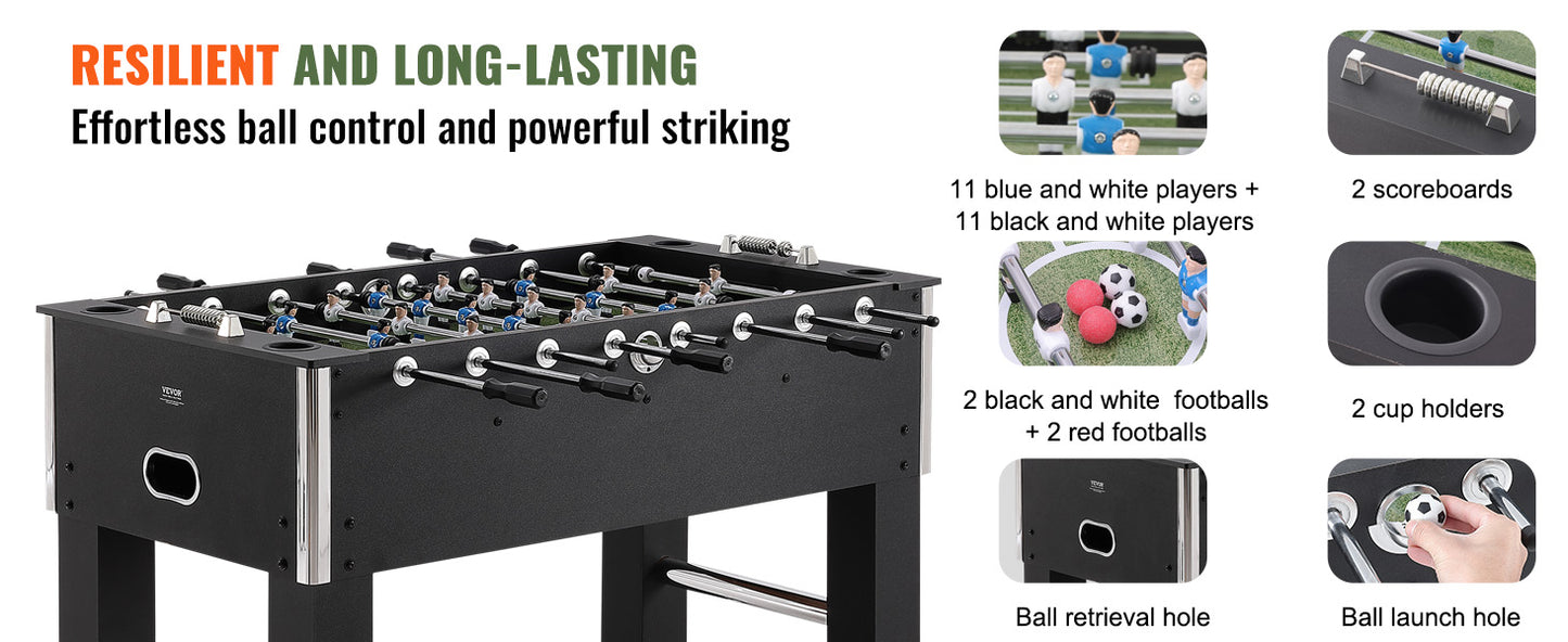 VEVOR Foosball Table Game 55in Soccer Tabletop Standard Size Tabletops for Home Family Game Room Soccer w/Foosball Table Set