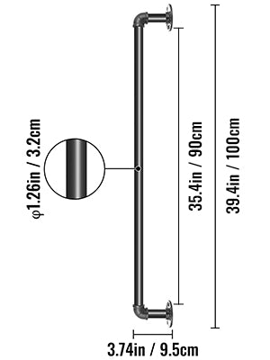 VEVOR 2-13ft Secure Pipe Stair Handrails Staircase 440lbs Handrails Carbon Steel For Wall Mount Stairs Indoors And Outdoor Black