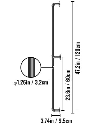 VEVOR 2-13ft Secure Pipe Stair Handrails Staircase 440lbs Handrails Carbon Steel For Wall Mount Stairs Indoors And Outdoor Black