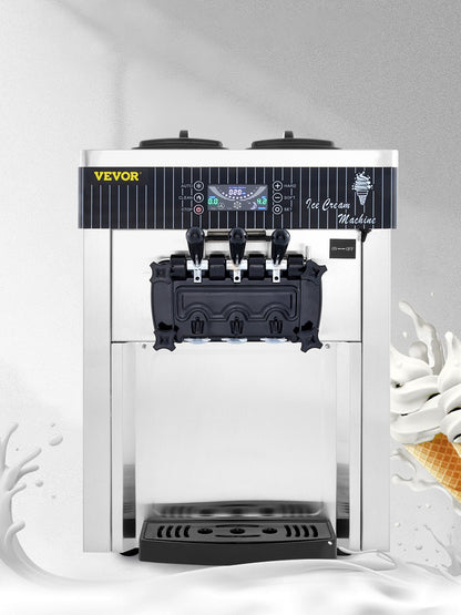 VEVOR 18-28L/H Soft Ice Cream Machines Commercial Sorbet Coolers Tricolor Desktop Sweet Cone Freezing Equipment Vending Machine