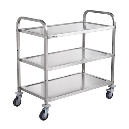 VEVOR Rolling Utility Cart 3-Tier Mobile Shelving Unit Organizer Service Cart on Wheels Metal Storage Trolley for Kitchen  Bar