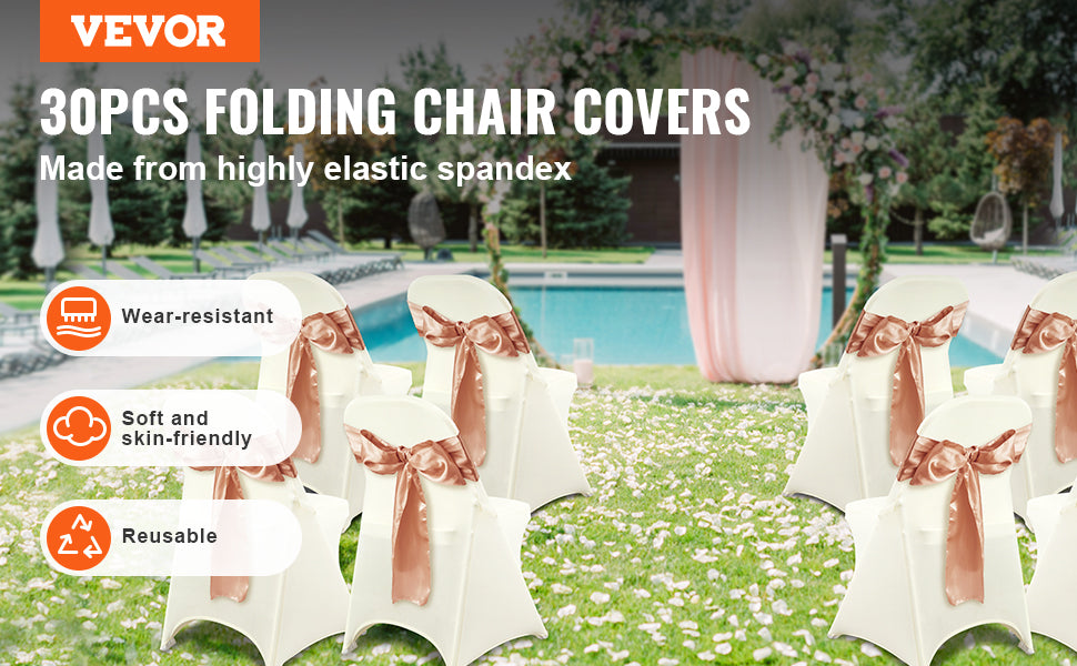 VEVOR 30/50pcs Spandex Wedding Chair Seat Cover Washable Protective Slipcovers for Wedding Holiday Banquet Universal Chair Cover